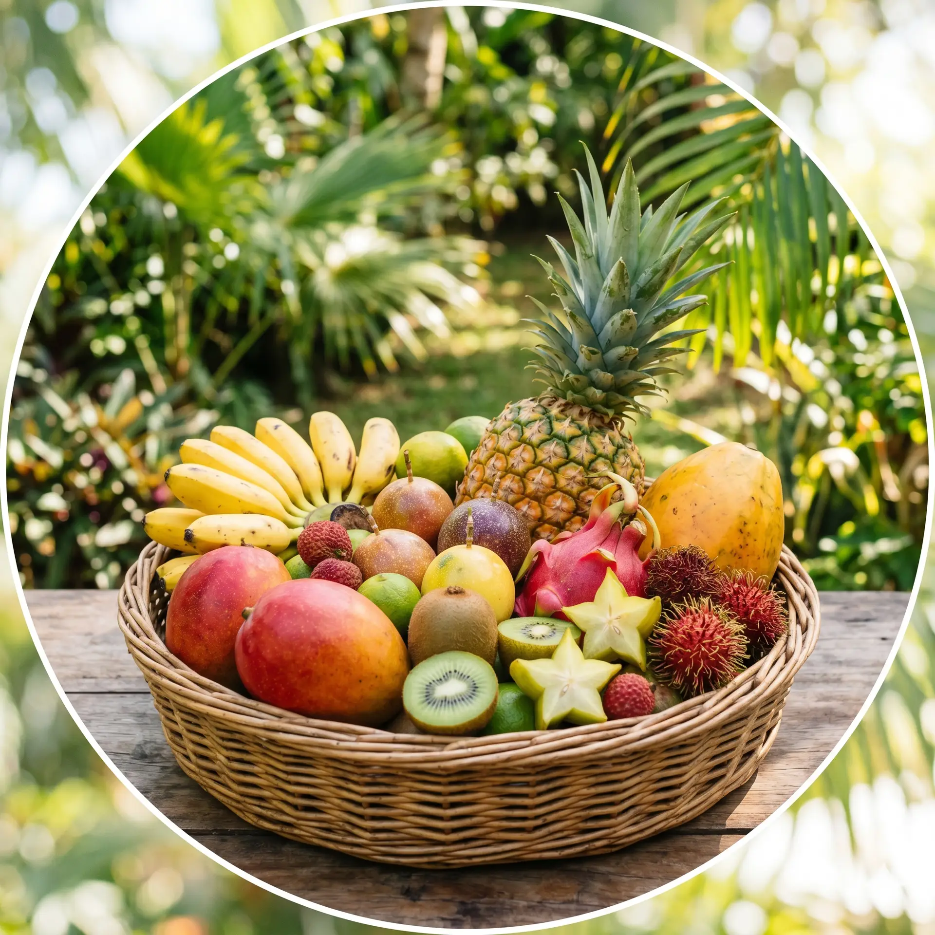 canasta frutas tropicales